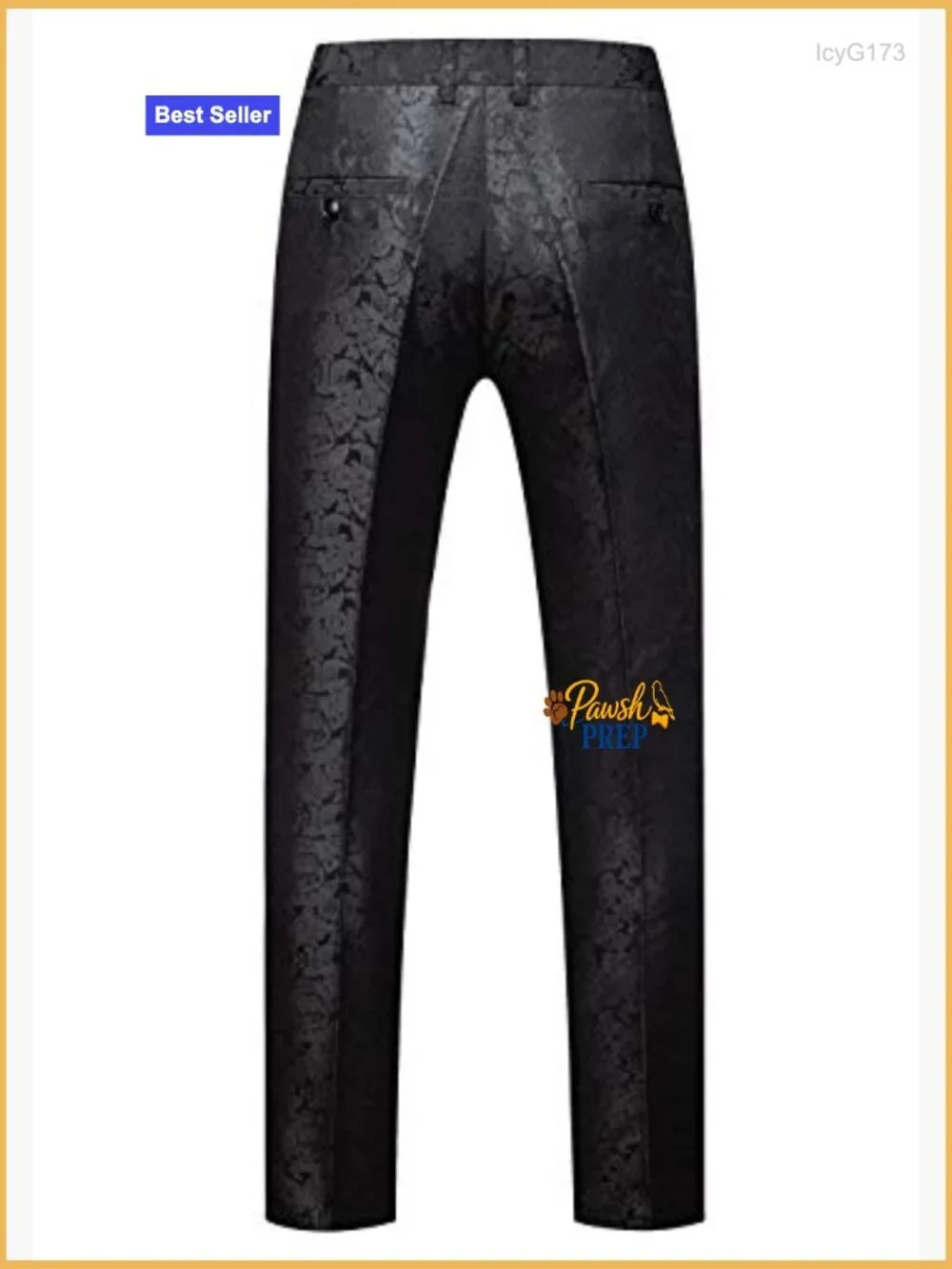 Floral Jacquard Tuxedo Suit Pants for Wedding Party Slim Fit